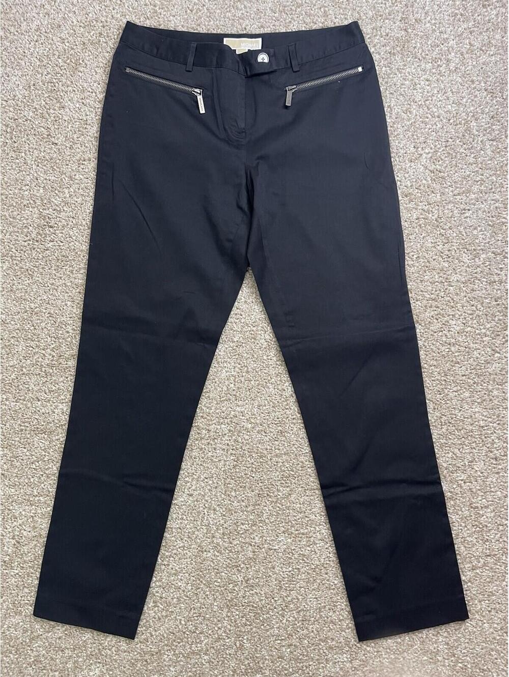 Michael Kors Zipper Pocket Straight Pants Women's Size 4 Navy Stretch